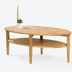 Bord*Stenexpo Atlanta Ovalt Vardagsrumsbord i Massiv Ek med Underhylla 120cm