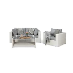 Altanmöbler|Konstrottingmöbler*Comfort Garden Bahamas 3-sits med Utefåtölj och Utebord med Hylla Utomhus