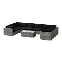 Altanmöbler|Konstrottingmöbler*Comfort Garden Bahamas U-formad utomhus loungegrupp med stängt avslut, 10-sits med bord