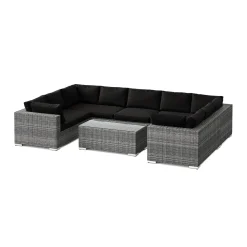 Comfort Garden Bahamas U-formad utomhus loungegrupp med stängt avslut, 9-sits med bord