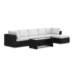 Altanmöbler|Konstrottingmöbler*Comfort Garden Bahamas utomhus divansoffa 6-sits med vändbar divan och bord med hylla