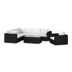 Altanmöbler|Konstrottingmöbler*Comfort Garden Bahamas utomhus L-soffa höger 7-sits med fåtölj och bord