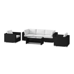 Altanmöbler|Konstrottingmöbler*Comfort Garden Bahamas utomhus soffgrupp 5-sits med två fåtöljer och bord med hylla