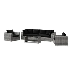 Altanmöbler|Konstrottingmöbler*Comfort Garden Bahamas utomhus soffgrupp 6-sits med två fåtöljer och bord med hylla