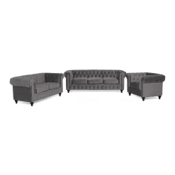 Soffor*Manor House Chesterfield Lyx 3-sits+2-sits+Fåtölj Sammet
