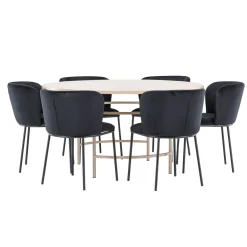 Bord|Matgrupp*Venture Home Copenhagen Ø140 cm med 6st Edina Matstolar