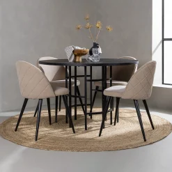 Venture Home Copenhagen med 4 Velvet Stitches Stolar