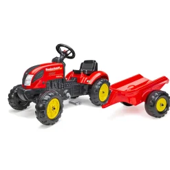 Barnfordon|Lekfordon & Hobbyfordon*Falk Farmer Country Röd Tramptraktor med Släp