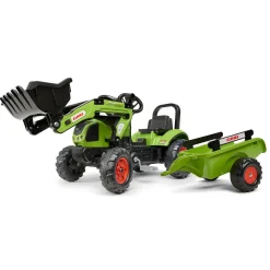 Barn Falk Frontlastare Claas med Vagn för Barn Grön