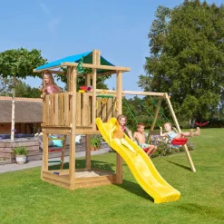 Barn Jungle Gym Hut inkl. Swing Modul X'tra och rutschkana