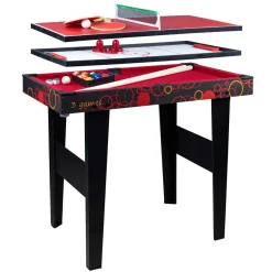 ProSport 3-in-1 Spelbord med Airhockey, Bordtennis & Biljard