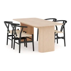 Bord|Matgrupp*Bark Kopparbo Rektangulärt Matbord 200-260 cm Förlängningsbartt med 4 Dastoori Matstol