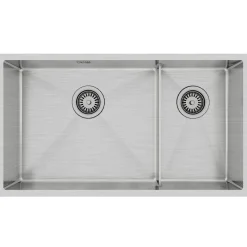 Diskbänk & Diskho*Lavabo Kubus 780 Soft Slim Rostfri Dubbel med Korgventil & Vattenlås