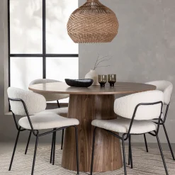 Bord|Matgrupp*Venture Home Lanzo Runt Matbord Ø120 cm & 4 Chico Stolar i Boucle