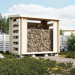 Luoman Lillevilla Joulukka 2,4 m² Vedförvaring med Pulpettak i Lösvirke