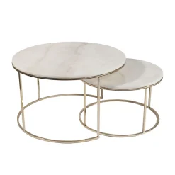 Bord*Stenexpo Monaco Set Runda Vardagsrumsbord i Marmor & Metall