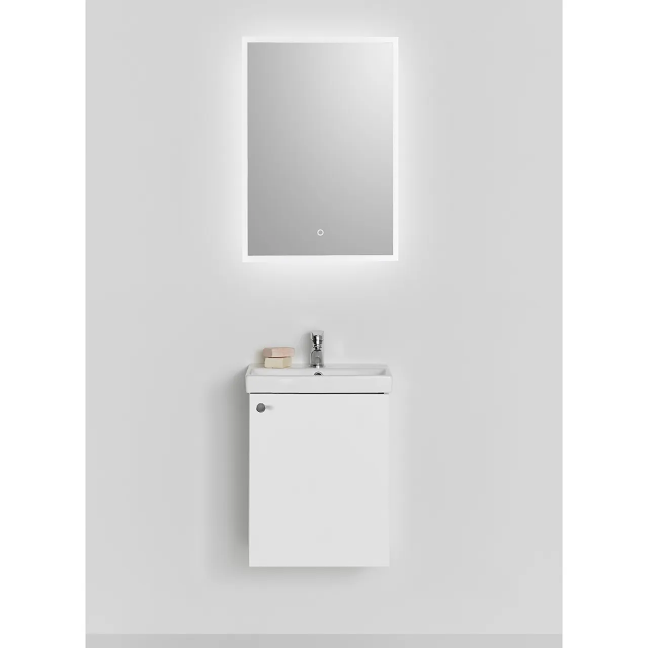 Badrumspaket*HAFA Neat 420 med Lucka och Spegel Store Square LED