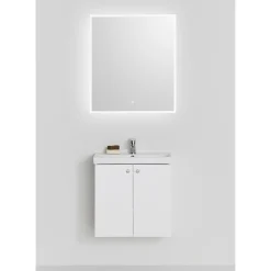 Badrumspaket*Hafa Neat 550 med Luckor och Spegel Store Square LED