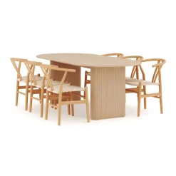 Bord|Matgrupp*Bark Noira Ovalt Matbord 220 cm med 6Dastoori Matstol