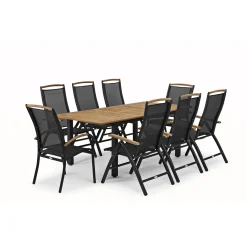 Trädgårdsgrupp|Altanmöbler*Hillerstorp Nydala 96x150-200 cm med 6st Positionsstolar & 2st Stapelstolar
