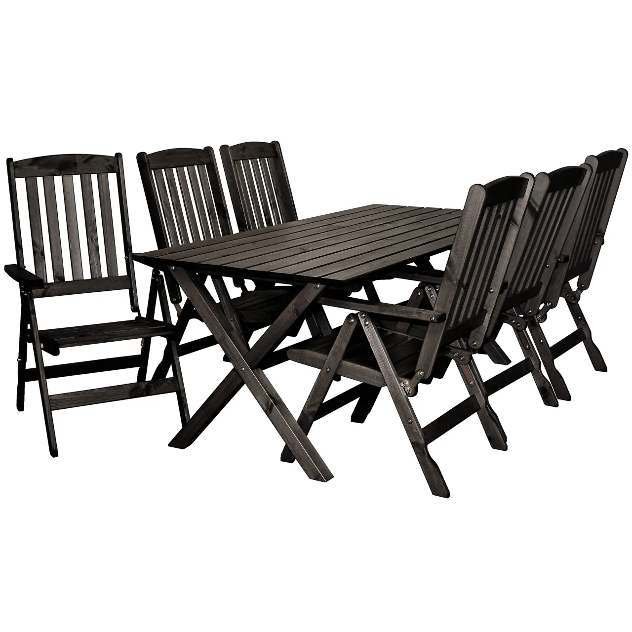 Altanmöbler|Trämöbler*Baltic Garden Olivia Svart 6-sits