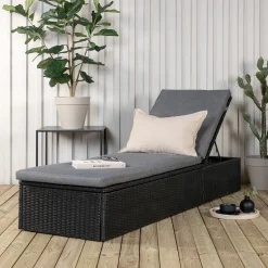 Altanmöbler|Solstol & Solmöbler*Venture Home Quad Svart Konstrotting Utomhus