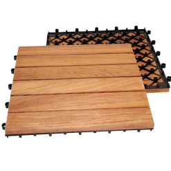 Garagegolv|Altan & Terrass*Strand Stainless Teak Deltaplattan 30x30 Typ A Vänster