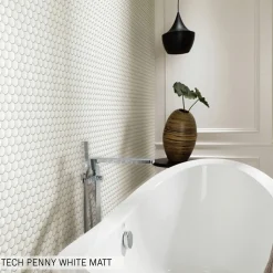 Mosaik|Kakel & Klinker*Konradssons Tech Penny Vit Matt 29,4x32 cm