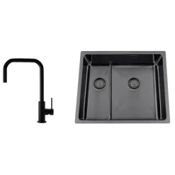 Paketerbjudande*Nordic Tech Titan 53 KHX Nickel med Köksblandare Steel Accent Square Shadow
