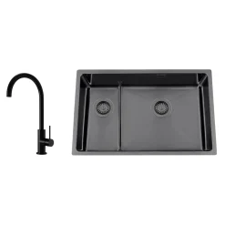 Paketerbjudande*Nordic Tech Titan 73 KHX Nickel med Köksblandare Steel Equip Shadow