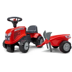 Barn Falk Traktor m. trailer, kratta och skyffel Baby Massey Ferguson