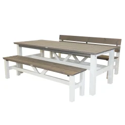Eden Wood Viking Utomhusbord 220 cm & 2 Bänkar med/utan Rygg i Furu