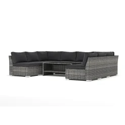 Altanmöbler|Konstrottingmöbler*Comfort Garden Wisconsin utomhus U-soffa 8-sits med öppet avslut