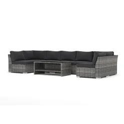 Konstrottingmöbler|Utemöbler & Trädgårdsmöbler*Comfort Garden Wisconsin utomhus U-soffa 7-sits med öppet avslut