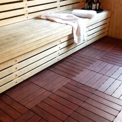 Hestraplattan Woodlook Mahogany Golvtrall för Balkong & Terrass